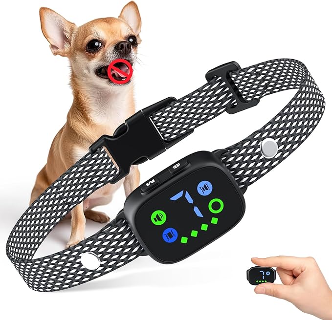 Dog Bark Collar for Large Medium Small Dogs, Anti Barking Device for Dogs, Rechargeable Smart Bark Collar with 7 Adjustable Sensitivity, Compact Bark Collar Indoor Outdoor
