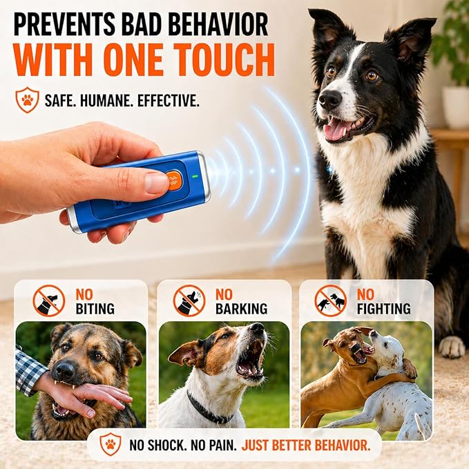 NEW 2026 Dog Bark Deterrent Device - Ultrasonic Anti Barking Device for Dogs - Humane Rechargeable Bark Control & Dog Training Tool for Small Medium Large Dogs - Indoor Outdoor Anywhere Daily