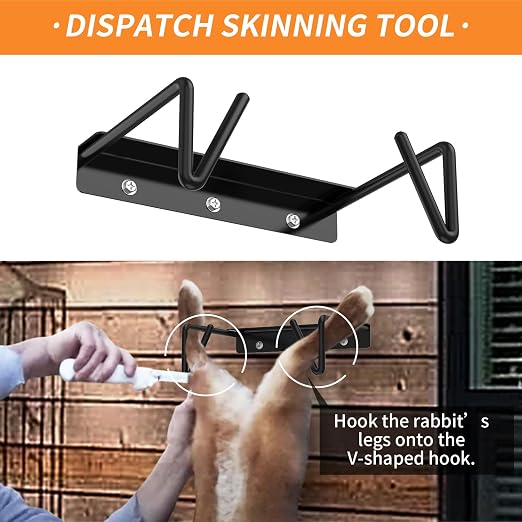 Heavy Metal Rabbit Dispatch Dislocator & Skinning Tool Set – Cervical Dislocation Tool for Humane Butchering, Ideal for Processing Rabbits, Squirrels, and Other Small Animals