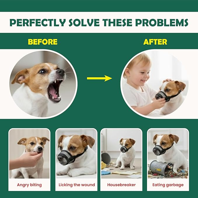 Dog Muzzle Medium Sized Dogs - Soft Muzzle for Medium Sized Dog with Air Mesh | Mussle to Stop Biting Barking and Chewing | Allows Panting and Drinking