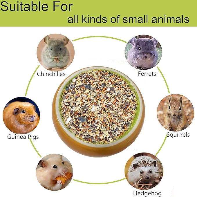 Tfwadmx 2 Pcs Hamster Bowl, Ceramic Guinea Pig Water Bowl Small Animal Food Dish for Syrian Hamster Rabbit Gerbil Chinchilla Hedgehog Sugar Glider Rat