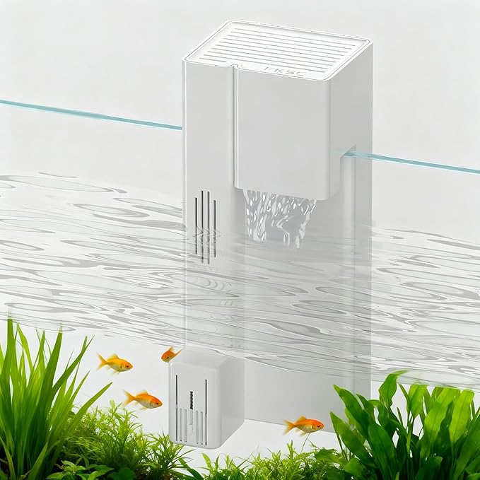 Hang On Back Aquarium Filter for 15 Gallons Fish Tanks, 4-Stage Multi-Stage Filtration with Surface Skimmer, Ultra Quiet HOB Power Waterfall Filter for Freshwater