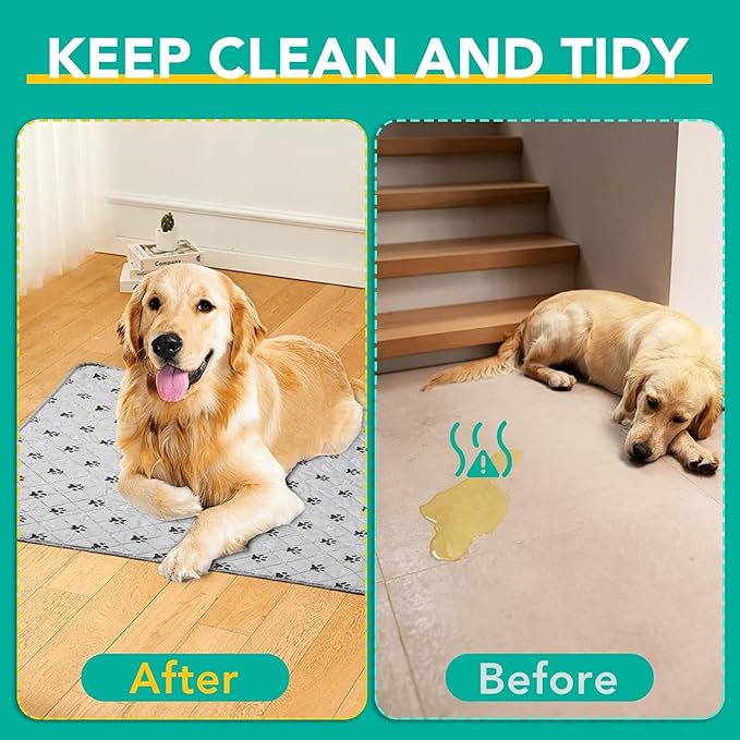 FUWERY Washable Pee Pads for Dogs ,30"X34", Thick Heavy Absorbency Reusable, Prevent Leakage, Non-Slip Pee Pads for Puppy Playpen,Potty Training, Grey, 2 Packs