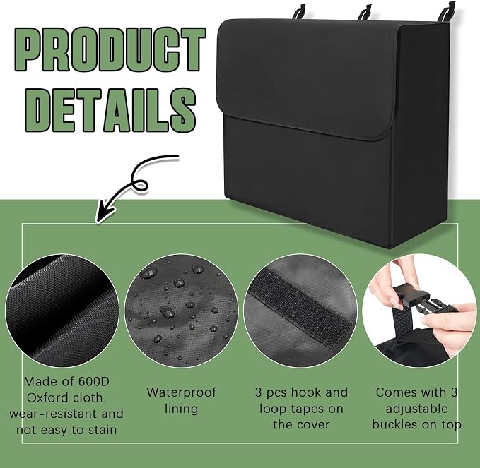 2 Pcs Black Horse Blanket Storage Bag 600D Oxford Fabric 24 x 20 x 9 in Waterproof Dust-Proof Hanging Stall Front Storage Bag Horse Stall Blanket Holder Accessories Organizer