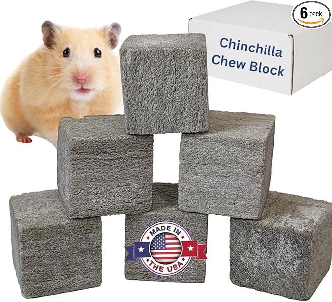Chinchilla Chew Toys, Pumice Chew Blocks, Lava Block for Hamster, Rat, Mice, Degus, Gerbils, Small Animal Toys, Guinea Pigs, Rabbit Toy, Bunny Toy by Billy Buckskin (Pack of 6)Mined in USA