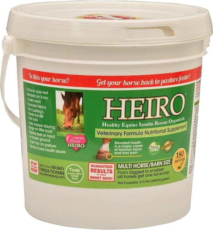 HEIRO Healthy Equine Insulin Rescue Nutritional Supplement for Horses, Natural Herbal Blend with Magnesium & Vitamin E, Supports Normal Metabolic Function & Hoof Comfort (180 Servings)