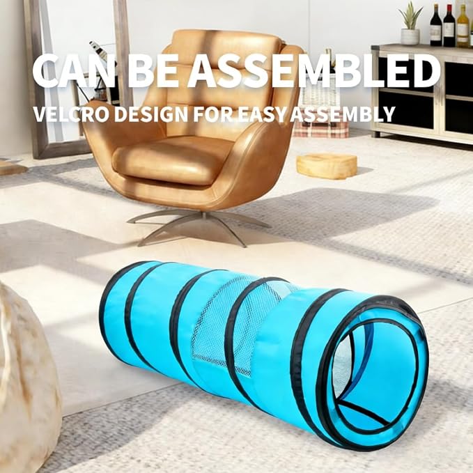 PAWISE Cat Tunnel for Indoor Cats, Collapsible Interactive Cat Toy Tube with Peek Hole, Foldable Pet Play Tunnel for Kittens Rabbits Small Animals, 10.5x34.5 Inches