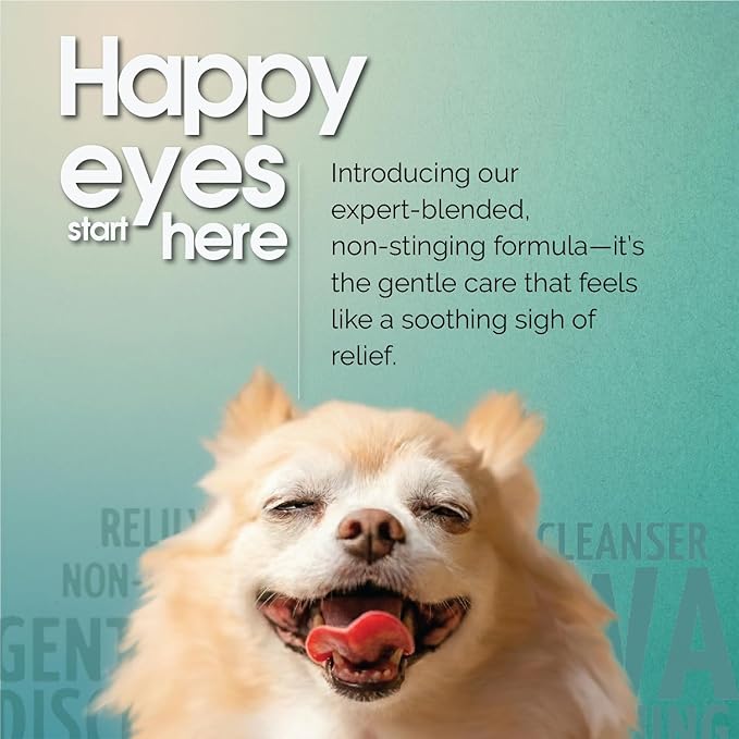 Gentle Multi-Purpose Eye Wash for Dogs & Cats (4 fl oz) Helps with Eye Infections, Redness, Irritation, Tear Stains, Discharge, Pink Eye, Conjunctivitis & Dry Eye Relief Vet Formulated