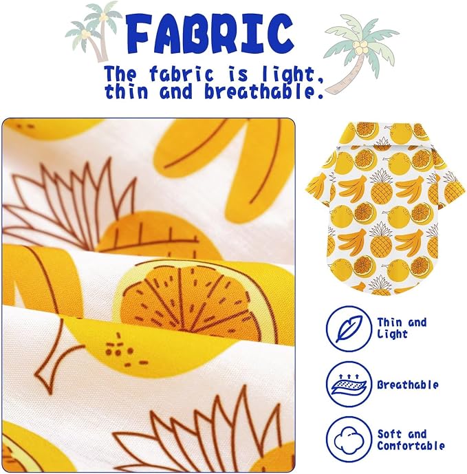 Hawaiian Dog Shirt – Lightweight and Breathable Summer T-Shirt with Tropical Prints, Fun Beach Outfit for Small, Medium, and Large Dogs, Perfect for Hot Days and Outdoor Vacation.Fruit 4XL