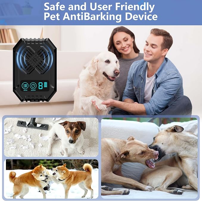 Anti Barking Devices, Ultrasonic Dog Bark, Dog Bark Deterrent Device 3 Adjustable Modes - Rechargeable Long Range 50FT