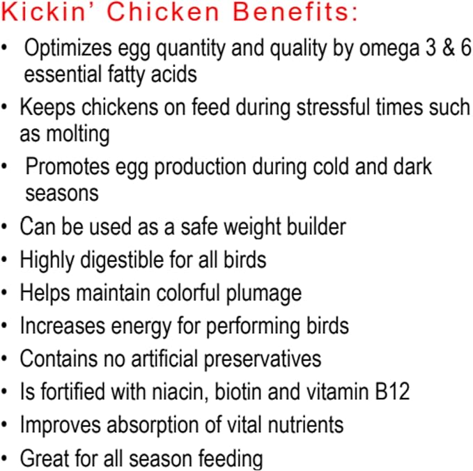 Healthy Coat Kickin' Chicken Feed Supplement: Gallon. Plumage, Skin, Molting, Egg, Immune System, Energy (Chicken Treat and Supplement)