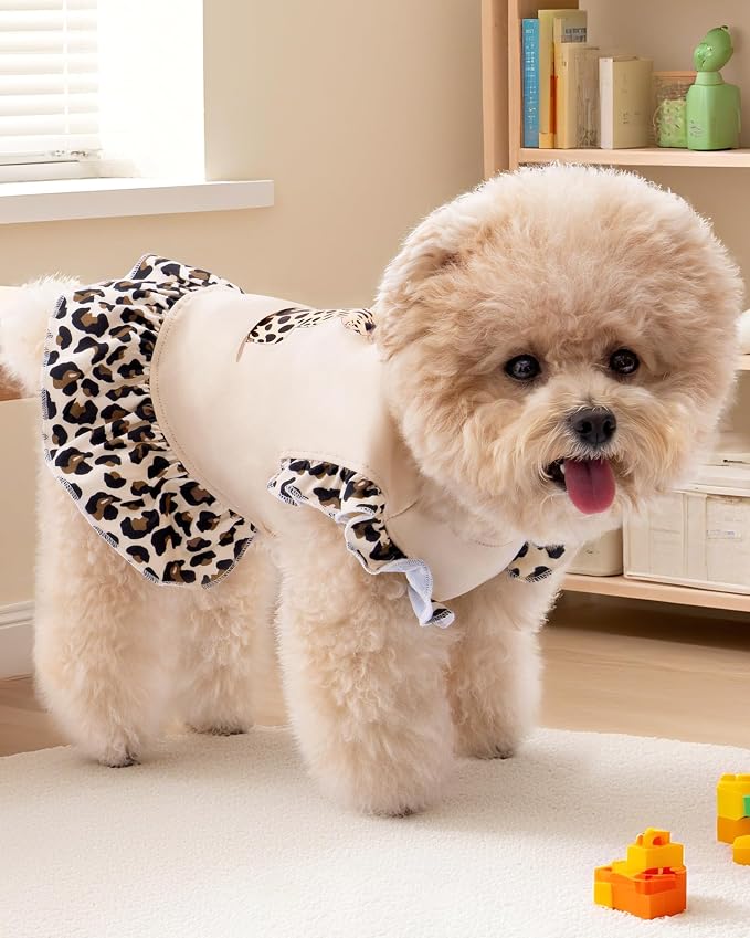 XPUDAC 4 Pack Dog Dresses Cute Printed Puppy Dress for Small Dogs Girl Puppy Clothes Chihuahua Yokie Clothes Doggie Outfits Cat Apparel, X-Small(Chest-13.2")