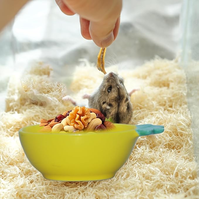 Small Guinea Pig Food Bowl Pineapple-Shaped Cute Ceramic Hamster Water Bowl Ferret Rat Chinchilla Rabbit Feeding Dish Young Animal Feeder(Yellow)