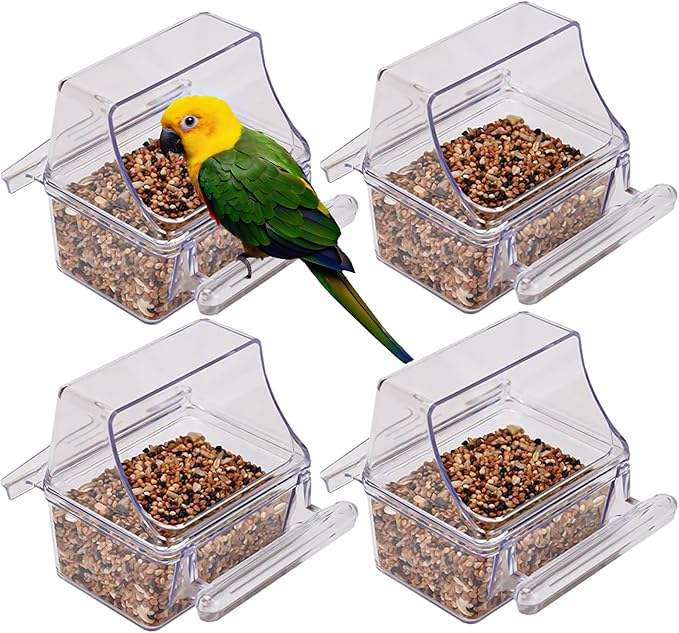 4 Pcs Bird Feeder Water Dispenser, Bird Feeder and Drinker Set, Automatic Bird Feeder for Cage, Hanging Bird Food Bowl, Bird Cage Accessories for Hamsters,Pigeons,Parrot