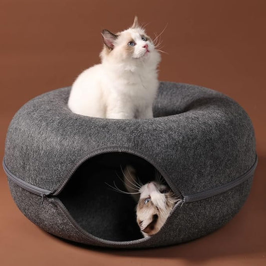 Thicken Felt Round Bed Warm Soft Tunnel Tube Small Pet Detachable Design Easy to Large Capacity Winter Pet Bed