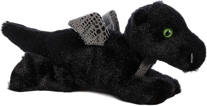 Aurora® Adorable Mini Flopsie™ Midnight Dragon™ Stuffed Animal - Playful Ease - Timeless Companions - Black 8 Inches