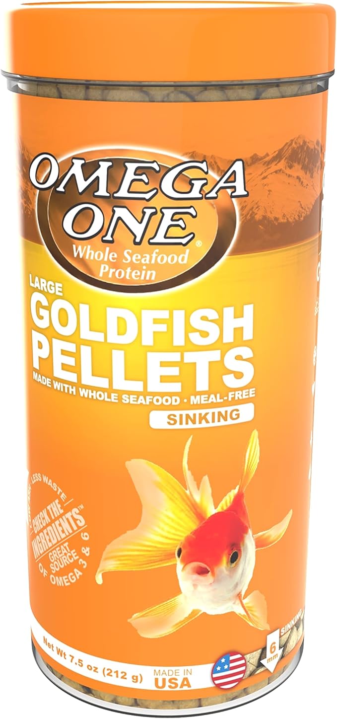 Omega One Goldfish Pellets, Sinking, 6mm Large Pellets, 7.5 oz