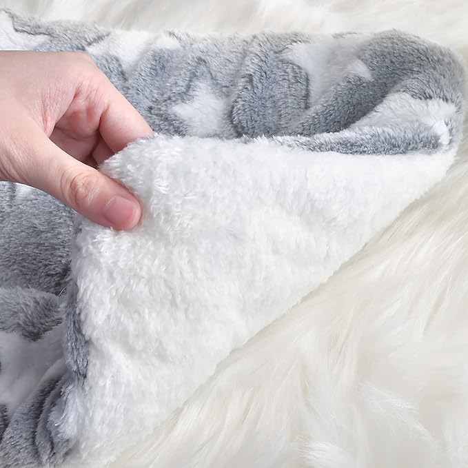 Small Animal Bed Mat, Soft & Warm, Suitable for Guinea Pig, Hamster, Rabbit, Rat and Bearded Dragon (X-Large(13.3''x9.4''), Star Pink)