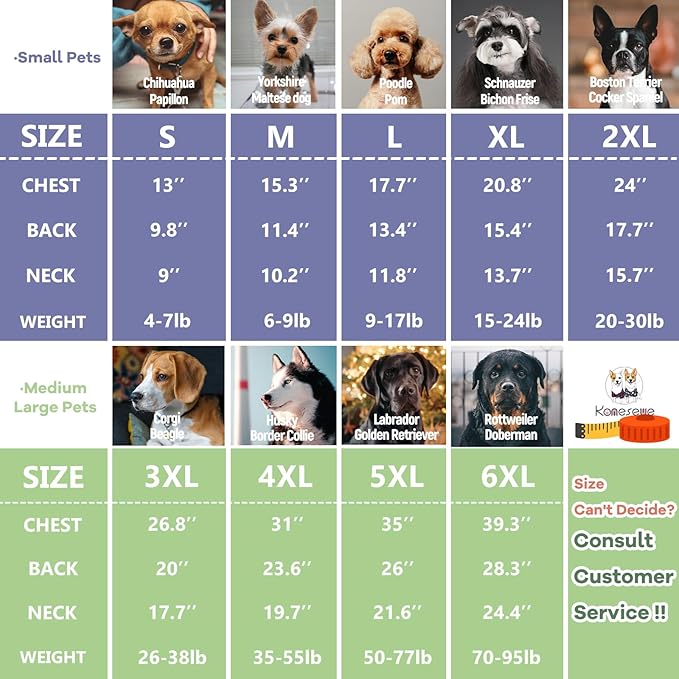 Koneseve Dog Shirt 2 Pack Breathable Sleeveless Vest, Stretchy & Soft, Purple & Vivid Green Size 6XL