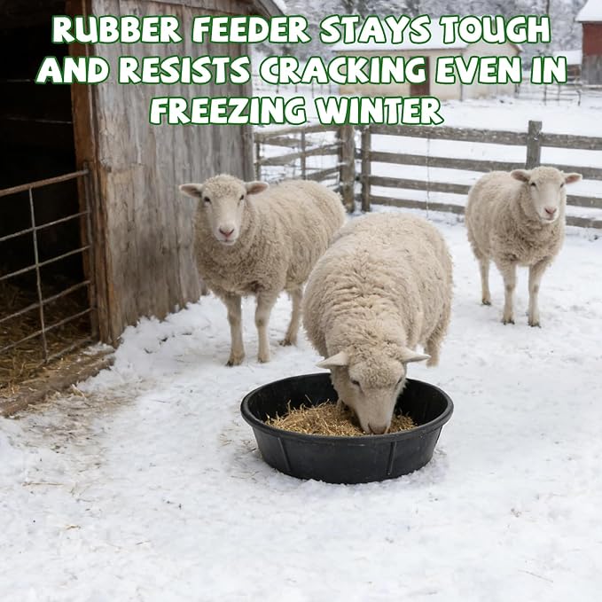 4 Pcs Rubber Feed Pan 3 Gallon and 2 Gallon Horse Feed Bucket Utility Feed Bucket Rubber Bowl Chicken Dust Bath Livestock Water Bowl for Pig Goat Chicken Dogs Farm Small Animal