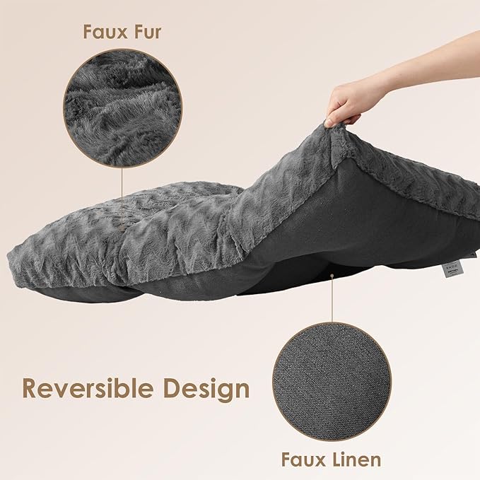 EHEYCIGA Washable XL Dog Bed for Crate 41x27 Inch, Reversible Kennel Pad for Extra Large Dogs Weight Up to 75 lbs, Plush and Comfy Pet Sleeping Mat, Charcoal