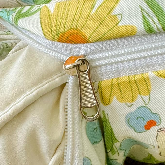 BlueBlue Floral Duvet Cover Set Twin 100% Cotton Bedding for Kids Boys Girls Teens Yellow Daisy Green Leaf White Lamb Sheep Print 1 Garden Comforter Cover 2 Pillowcases (Twin)