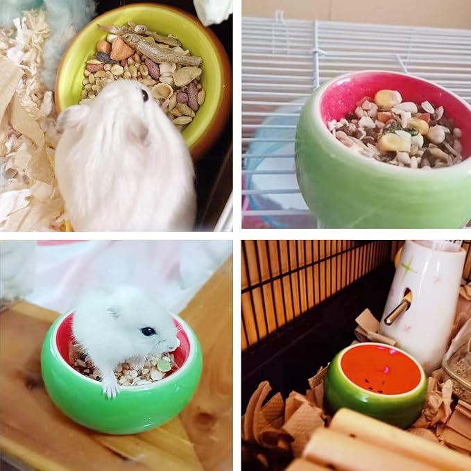 kathson Hamster Bowl Ceramic Small Animal Water Bowl Prevent Tipping Moving and Chewing Food Dish for Guinea Pig Gerbil Ferret Syrian Hamster Chinchilla Rat Hedgehog Bunny (3 Pcs)