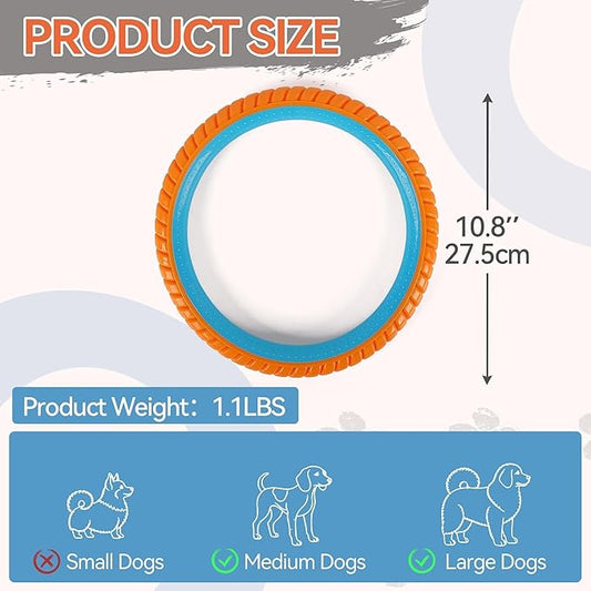ALL FOR PAWS 10.8" Dog Ring Toy, Interactive Dog Toy for Fetch & Tug of War, Rubber Dog Toy for Medium to Large Dogs, Outdoor Dog Toy for Training & Exercise, Anxiety Relief & Boredom