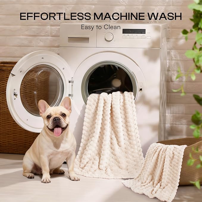 Luciphia 300GSM Fleece Dog Blanket for Small Medium Large Dogs 3D Jacquard 1 Pack 3 Flannel Puppy Cat Pet Throw Blankets Soft Washable Decorative Furniture Protect Pcs3-White, S(23''x16'')