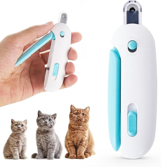 Cat Nail Clipper Adjustable Size, Cat Claw Clippers with 3-Size Trimming Hole & Hidden Nail File Round Hole Blade Pet Grooming Tool for Kittens & Indoor Cats