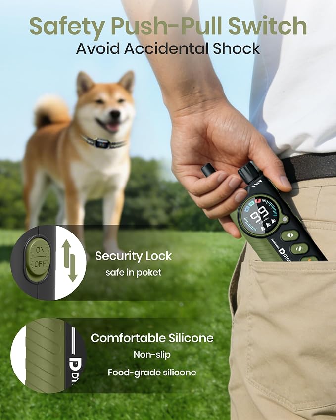 2-in-1 Bark & Shock Collar - Color Screen Dog Training Collar with Beep/Vibration/Shock/Anti Bark 4 Modes, 3300FT E Collar with Remote for Small Medium Large Dogs, IP67 Waterproof Rechargeable