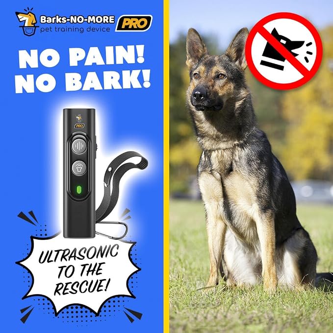 Pro Dog Bark Deterrent and Training Device - Stop Barking Without Hurting Your Pet - Rechargeable Ultrasonic Dog Bark Trainer - Just Point and Press, Black