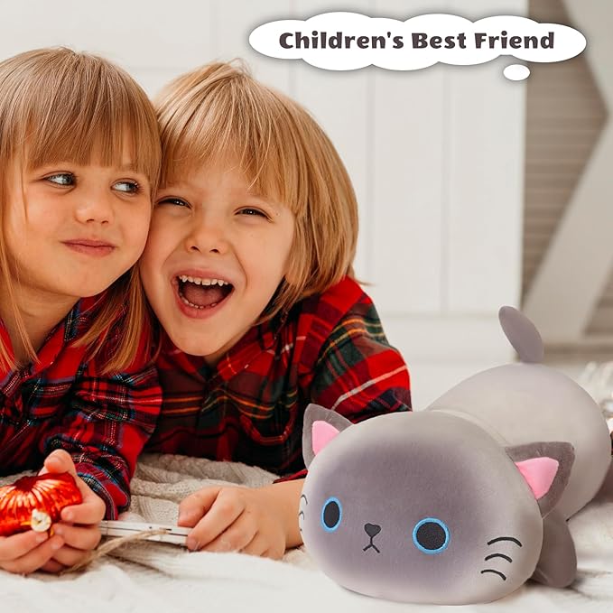 Finebee Weighted Siamese Cat Stuffed Animals, Cute Weighted Siamese Cat Plush, Soft Stuffed Weighted Plushie Pillow Gifts for Kids & Adults (9.8" 0.8Lbs)