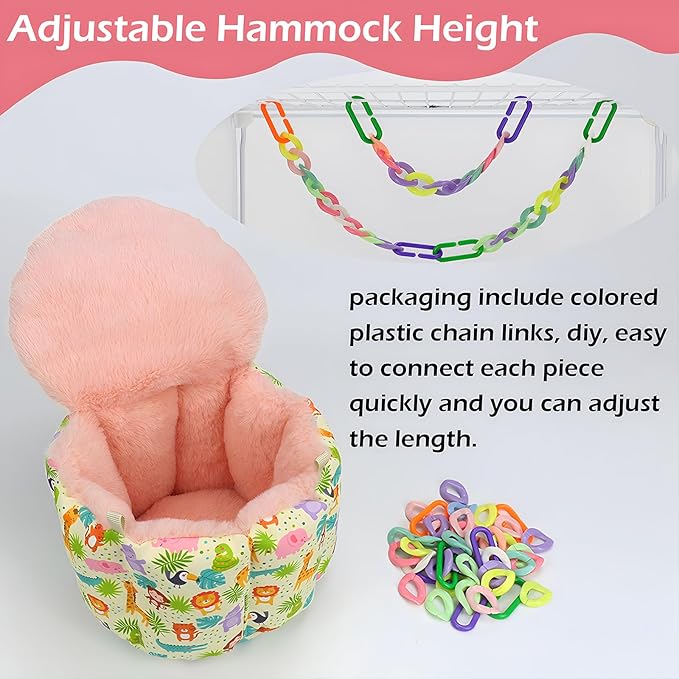 Rat Hanging Bed, Sugar Glider Cage Accessories, Guinea Pig Warm Sleeping Nest Bed, Small Animals Cage Hammock for Squirrel, Hamster, Parrot