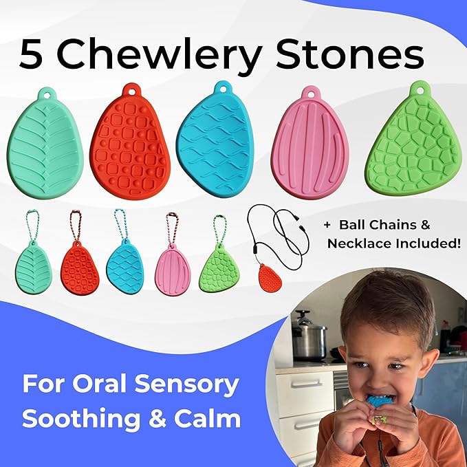 9 Chewies for Kids Sensory Chew Toys for Autistic Children, Chewy Toys for Sensory Kids with Autism Sensory Products, Chewys for Autism Kids, Sensory Toys for Kids with Autism Chewy Necklace