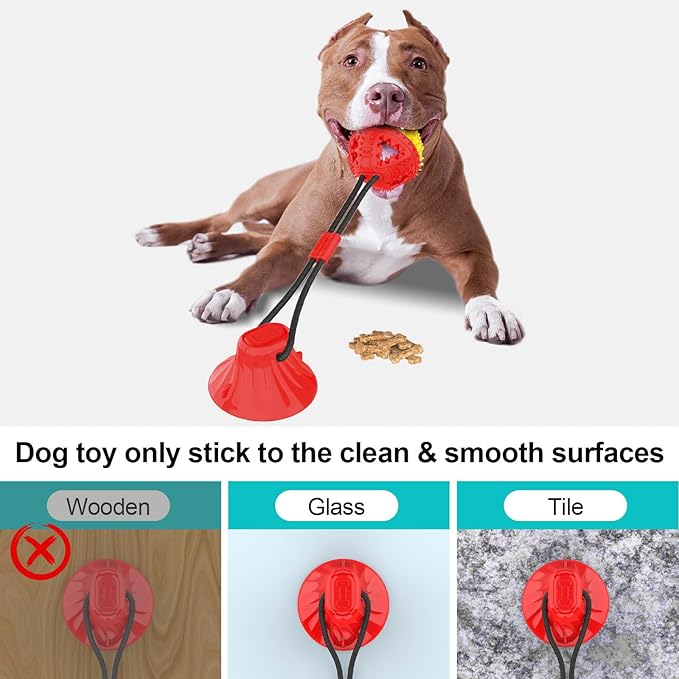 Jenilily Dog Toys Chew for Small Medium Chewers Rope Ball Suction Cup Tug of War Game Puppy Training Teething Boredom Pet Toy Not for Wooden Floor