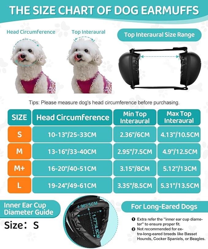 ZOHAN DG02 Upgraded Dog Ear Muffs Noise Protection - Dog Headphones Noise Cancelling with No Plastic for Fireworks, Thunder