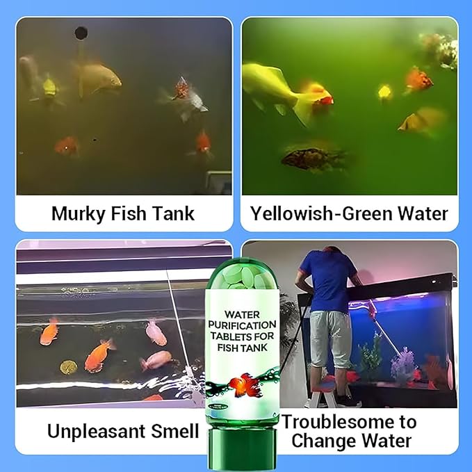 Powerful Aquarium Water Purification Tablet for Fish Tank,2025 Water Purifying Tablets for Fish Tank 35 Pack (2PCS)