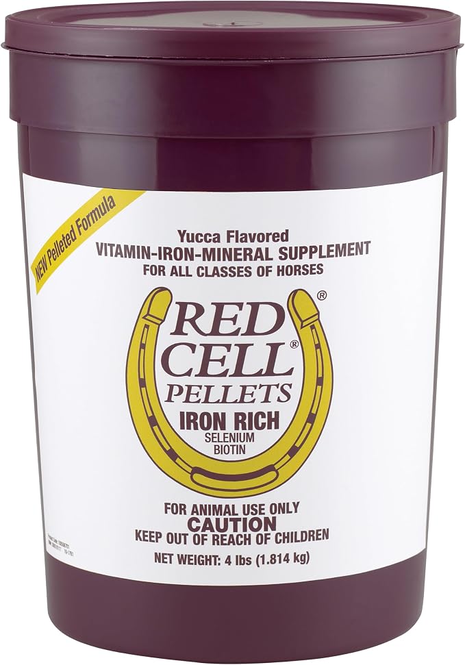 Farnam Horse Health Red Cell Pellets, Vitamin-Iron Mineral Supplement for Horses, Iron Horse Supplement, 4 Lbs., 64-Day Supply, Pellets