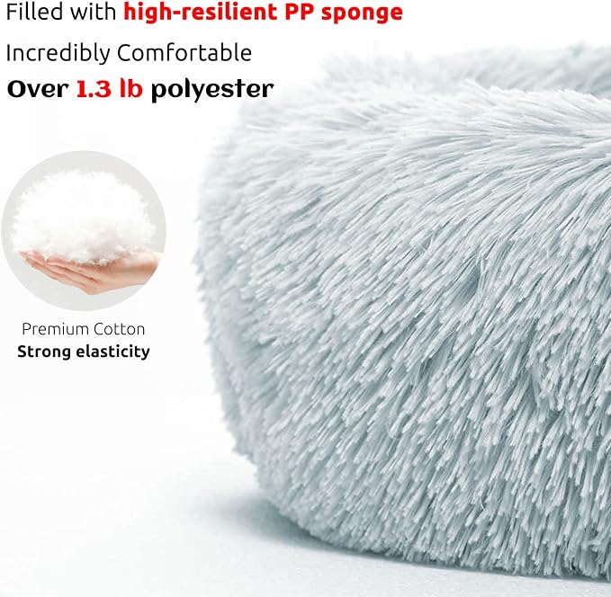 HACHIKITTY Calming Pet Sofa Bed Mat, Washable Fluffy Couch Cover for Dogs and Cats, Anti-Slip Bottom (37"x 33"x 6", Gray)