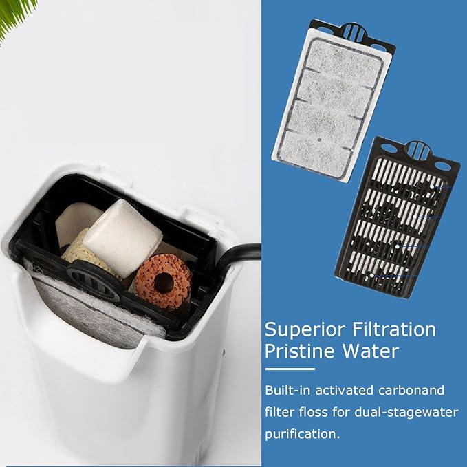 Small Aquarium Filter, Fish Tank Filter, Turtle Tank Filter,Ultra Silent 3.5W Low-Water Reptile Waterfall Filter for 1-15 Gallon (White Filter)