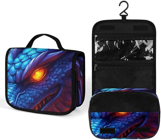 Hanging Cosmetic Bag Dragon Portable Travel Makeup Pouch Multifunction Handle Travel Toiletry Bag Organizer with Hook