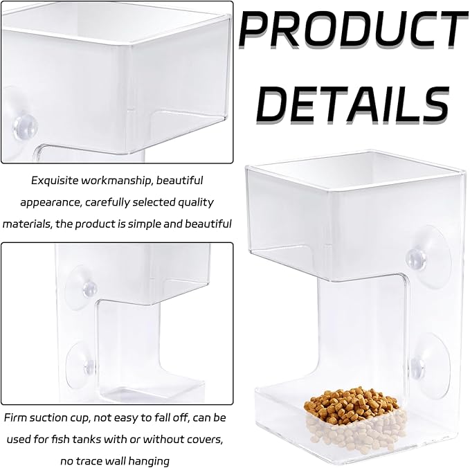 Fish Feeder,Automatic Fish Feeder,New Feeding Ring,with Suction Cups Feeding Tube Ring Accessories,Tube for All Kinds of Food Tanks Bowls Accessories(Square)