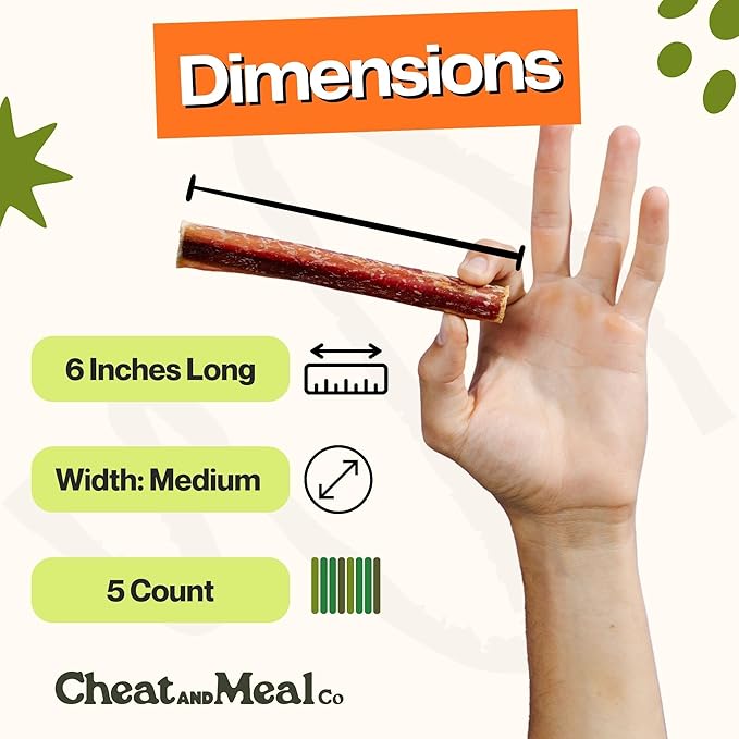 Bully Sticks - Chew Toys for Aggressive Chewers, Standard 6 Inch (5 Count), 100% Grass-Fed, Single Ingredient, Rawhide-Free, Free Range, Long Lasting