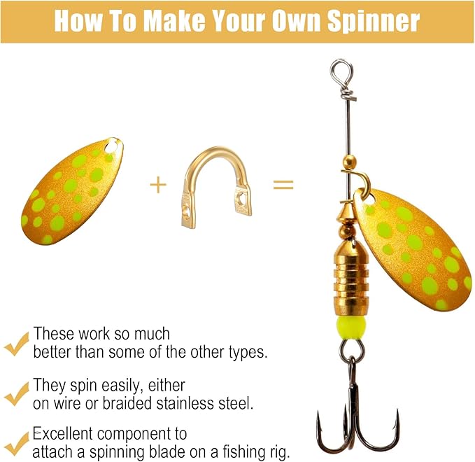 120 PCS Fishing Clevis Easy Spin U-Shaped Brass Links, Quick Changing Fishing Spinner Clevis Spinnerbait Spinner Blade for Lure Making Fish Freshwater Saltwater