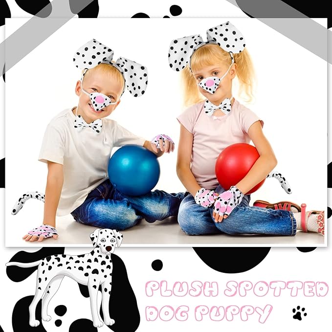 Syhood Puppy Dog Costume Set Ears Headband Bowtie Nose Tail Paw Gloves Accessories for Carnival