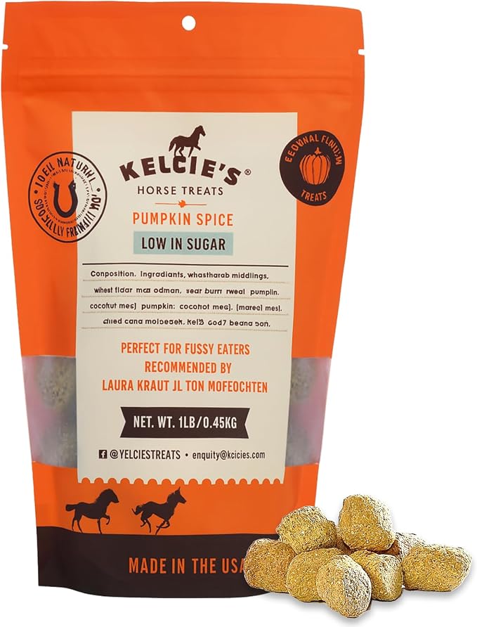 Kelcies Pumpkin Spice Horses Treats - Low Sugar, Starch, and Carbohydrates | Healthy Treats for Horse Supports Superior Digestion 1 Pound (Pack of 1)