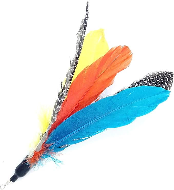Pet Fit for Life Retractable Interactive Cat or Kitten Wand with 2 Feathers and 1 Soft Furry Combo