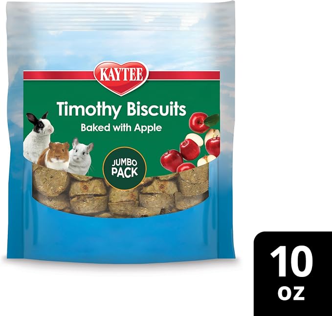 Kaytee Timothy Biscuits Baked Treat with Apple for Rabbits, Guinea Pigs, Chinchillas, Hamsters, Gerbils, and Mice, 10 oz