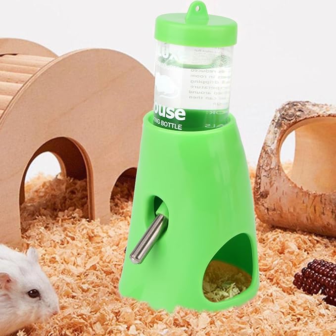 Hypeety Hamster Cage Drinking Water Bottle Parrot Mice Rat Gerbils Water Feeder Bowl 1Pcs 80ml (Green,80ml)